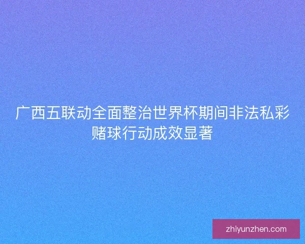 广西五联动全面整治世界杯期间非法私彩赌球行动成效显著
