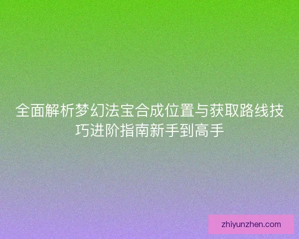 全面解析梦幻法宝合成位置与获取路线技巧进阶指南新手到高手